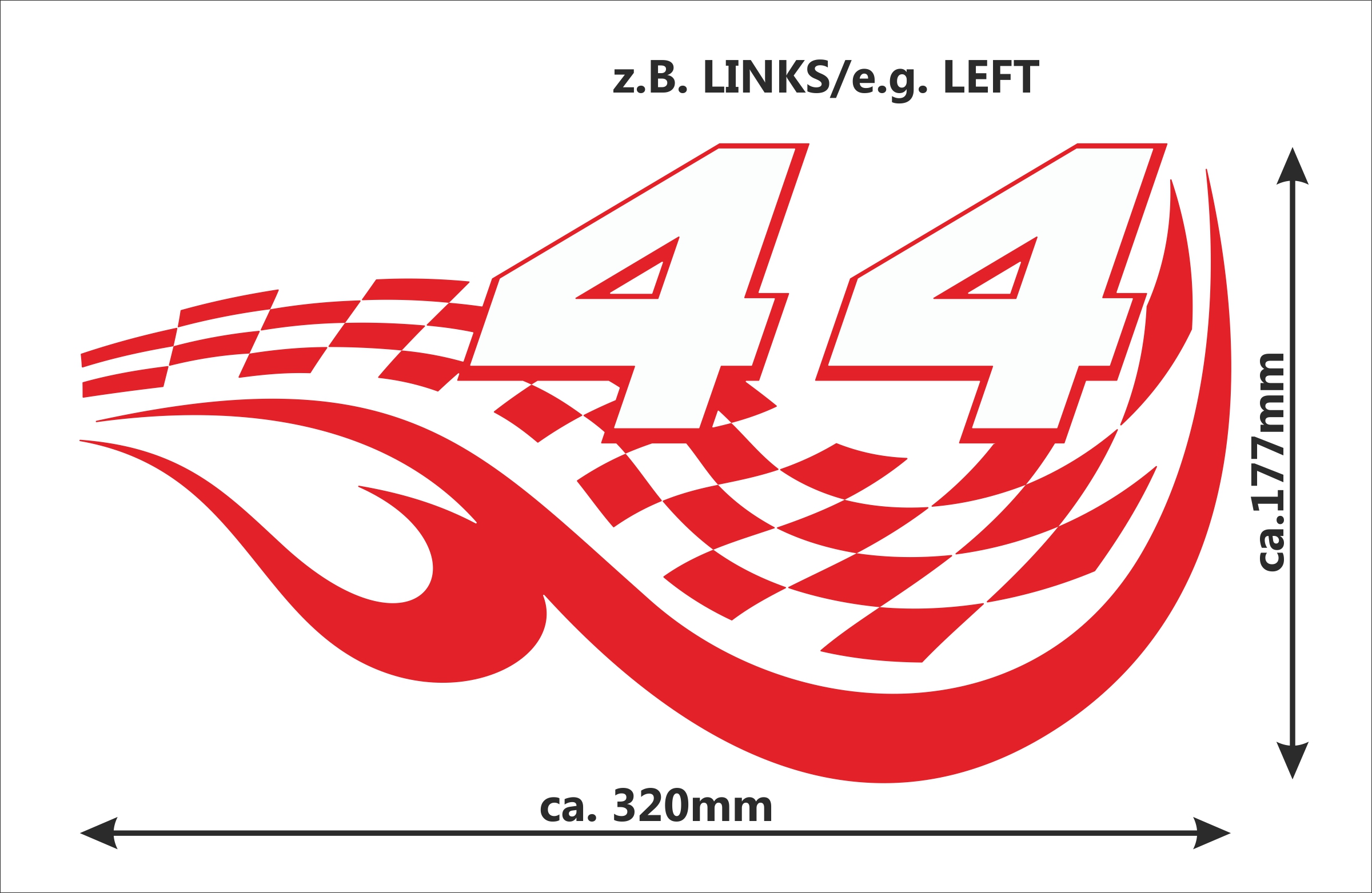 Startnummern Aufkleber Typ RACING-FLAG NUMBERS von 0 bis 99, Startnummern