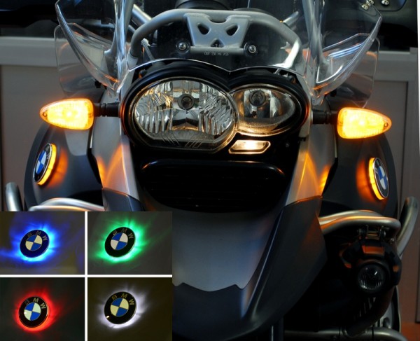 For BMW R1200GS Adv. up to 2013 two colour BMW roundel badge lights